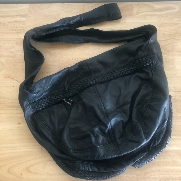 7Chi Black Leather Hobo Bag - Picture 2 of 4